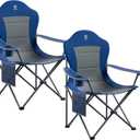 EVER ADVANCED Folding Camping Chair with High Back Padded 2 Pack Oversized Portable Lawn Chairs Lightweight Sturdy Steel Foldable Outdoor Camp Chair for Adults,Grey
