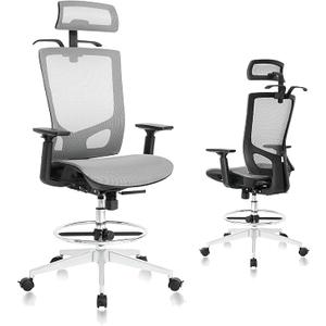 Nouhaus Mesh High Back Office Chair, Ergonomic High Back Task Chair with Adjustable Headrest, Armrests, Foot Ring and Integrated Coat Hanger, Swivel Gaming Chair