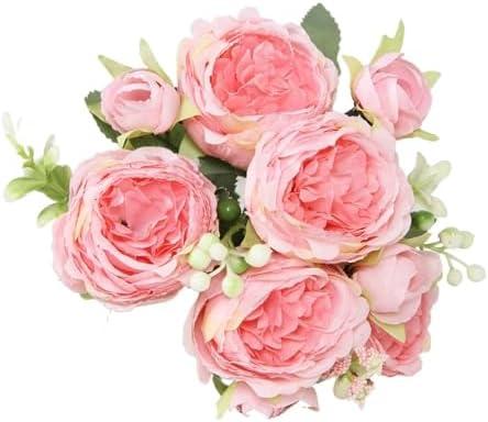 Tcairzl Artificial Flower 4 Small Rose Korean-Style Bundle Persian Peony Artificial Flower Home Wedding Rose Bouquet Decoration(Darkpowder) Tcairzl Artificial Flower 4 Small Rose Korean-Style Bundle Persian Peony Artificial Flower Home Wedding Rose Bouquet Decoration(Darkpowder)