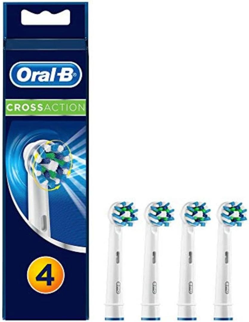 Oral B Cross Action Electric Toothbrush Replacement Brush Heads Refill, 4Count (4 Count (Pack of 1), White)