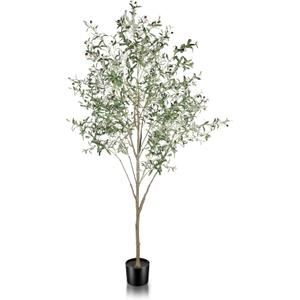 Faux Olive Tree 8ft (96") - Fake Large Olive Trees Indoor with Artificial Olive Branches and Lifelike Fruits - 8 Feet Artificial Olive Tree with Planter for Home Office Decor