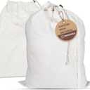 LFH Home Cotton Canvas Extra Large Laundry Bag with Handle, Stylish Drawstring Heavy Duty Laundry Bags For Travel, Home, Hotel, College Dorm and Camp Storage Bag 24x36 Inch, White