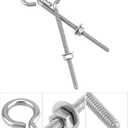 QWORK Eye Bolts, 10 Pack 1/4" x 4" Stainless Steel Long Threaded Eyebolts with Nuts, for Hanging or Securing Cables