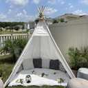 7' Large Teepee Tent for Adults, Play Tent with Carry Bag, 5 Sides Canvas Kids Teepee Tent Indoor & Outdoor Tents for Party, Wedding, Photo Prop, White