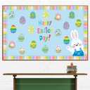 72 Feet Easter Bunny Carrot Bulletin Board Borders Pink Rabbit Borders Trim for Spring Bulletin Board Wall Decoration (Bunny)