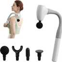 Massage Gun with Extended Handle, Upgraded U-Shaped Back Massager, Reaches Hard-to-Access Muscles, 4 Massage Heads & 4 Speed Levels, Body Massager for Back, Waist, Neck, Shoulder, Leg, White