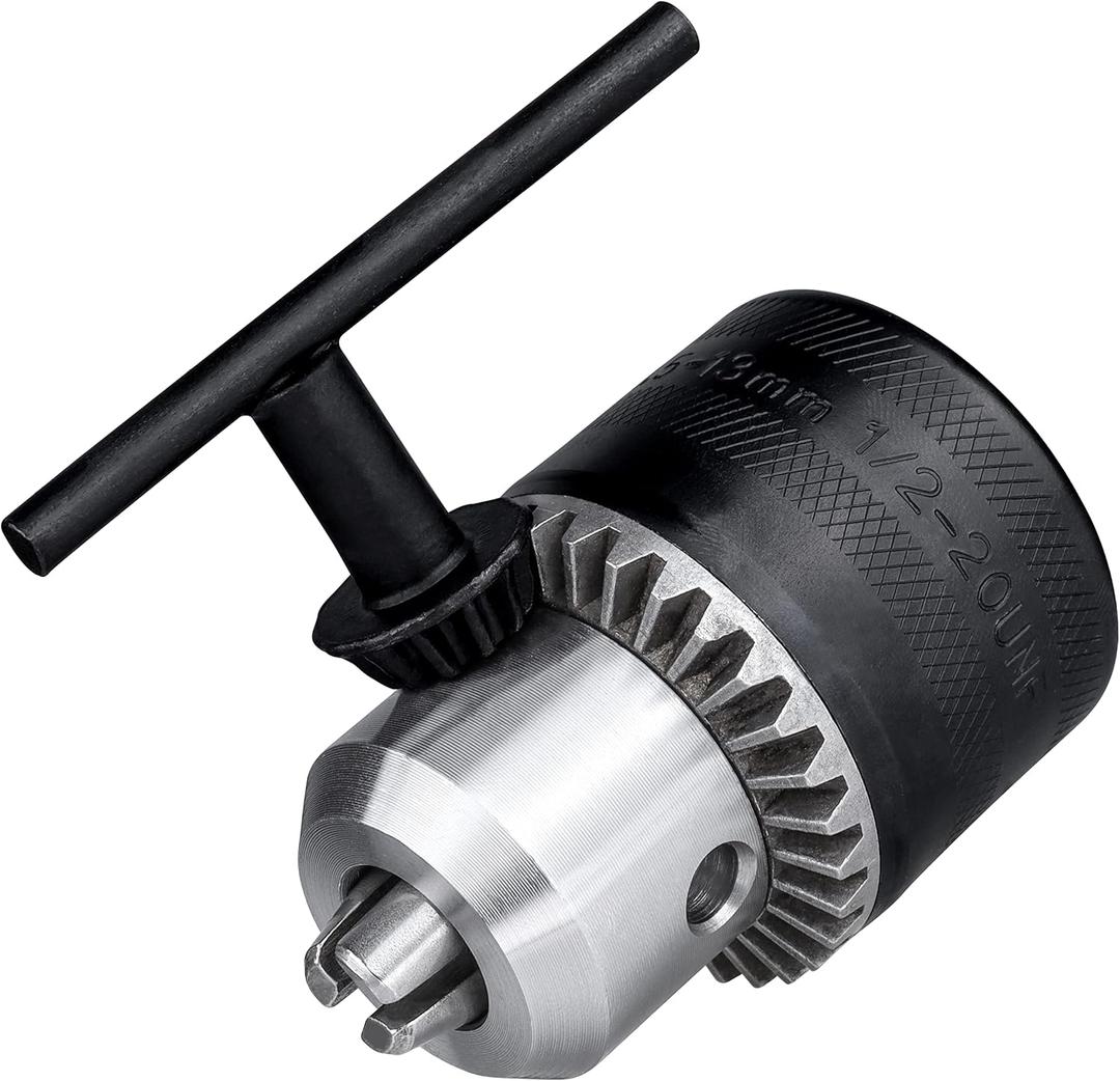 Yakamoz 1/2-Inch Drill Chuck with Key 1.5-13mm Drill Press Chuck Replacement 12-20UNF Mount for Impact Driver Power Drill