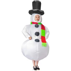Inflatable Christmas Snowman Suit, Unisex Adult Fancy Dress Costume, Cosplay Party Funny Clothes with Scarf for Adult (with Blower)