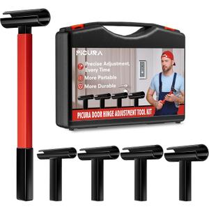 Door Hinge Adjustment Tool Kit,4 in 1 Rotary Hinge Gap Adjusting Wrench 0.55 in/0.71 in/0.82 in/0.98 in Multi-Size Diameter for Residential Commercial Heavy Door Hinge Adjuster Alignment Bender Tool (Red)