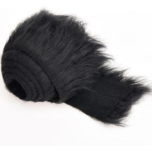 Shaggy Plush Faux Fur Fabric Precut Strips Fluffy Fuzzy Craft Fur for Gnomes Beard Hair Cosplay Costume Dwarf Decoration (Black, 4x60 inch)