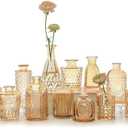 SUPMIND 12pcs Glass Bud Vase Set, Small Gold Amber Flower Vases for Centerpieces in Bulk, Mini Vintage Vase for Wedding, Home,Table Decoration