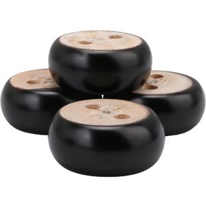 30mm Height Pack of 4 Black Eucalyptus Wood Round Bun Furniture Feet Sofa Cabinet Couch Legs