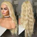 ELESTY 13 * 3.5 Blonde 613 Color Synthetic Lace Wigs For Women Glueless Long Loose Curly Free Part Lace Front Wigs Cosplay Drag Queen Wigs