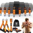 VEICK Resistance Bands, Exercise Bands for Working Out with Handles, Elastic Workout Bands for Men Women, Exercising Bands for Strength Training Equipment at Home Gym (350LBS Orange Gray)