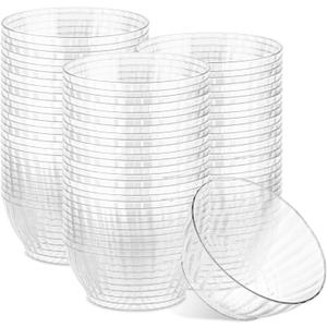 PLASTICPRO 200 Pack Small Plastic Bowls Crystal Like 6 oz Bowls Elegant Bulk Pack Clear Plastic Bowls for Party and Occasions