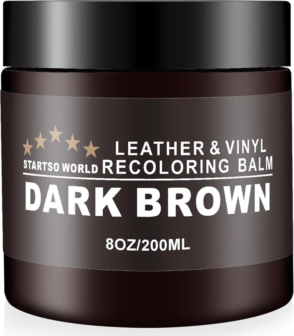 STARTSO WORLD Leather Recoloring Balm, Dark Brown Leather Repair Kit for Furniture, Leather Dye, Leather Color Restorer for Couches, Leather Couch Paint | Repair, Restore Faded & Scratched Leather