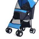 4 Wheels Pet Stroller,Easy-Foldable Dog Cat Cage Jogger Stroller with Weather Cover for All-Season,Storage Basket and Visible Mesh for Small/Medium Pets up to 33lbs (Blue)