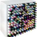 MinBoo Bamboo Art Supply Storage Rack - Wooden Marker Organizer for 144 Markers, Pens, Colored Pencils, Paint Brushes (White)