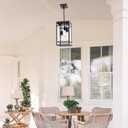 3-Light Outdoor Pendant Lights for Porch, Black Outdoor Chandelier 16'' Large Exterior Hanging Porch Light Fixtures with Clear Glass, Waterproof Outside Pendant Lantern for Garage Foyer