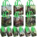 Sweetude 40 Pcs Dinosaur Gift Party Favor Bags with Handle, Non Woven Goodie Bags Birthday Favor for Birthday Baby Shower Packaging Supplies