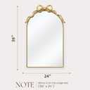 PERHOM 36"x24" Arched Decor Mirror, White Frame with Top Gold Bow