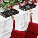 Fonder Mols Christmas Stocking Holders for Mantle, Heavy Deauty Xmas Fireplace Hanger Hooks Metal Grips Clips, Black Marble (4)