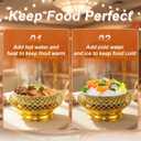 Party Wedding Table Setting Food Warmer Golden Fancy Elegant Cheffing Dishes with Hanging Lid Gold Chaffing Dishes (Gold, 8QT)