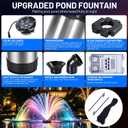 Pond Fountain Aerator with Lights,Pond Fountain with 4 RGB Lights,1HP 750W 110V Floating Pond Fountain with 100FT Power Cord& Timer,Pond Fountains for Large Ponds,Lakes