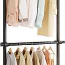 Floor to Ceiling Clothes Rack, Heavy-Duty Telescopic Garment Rack, 43–122in Height & 30–47in Width, 220lbs Total Load Capacity, 2-Pole, Black