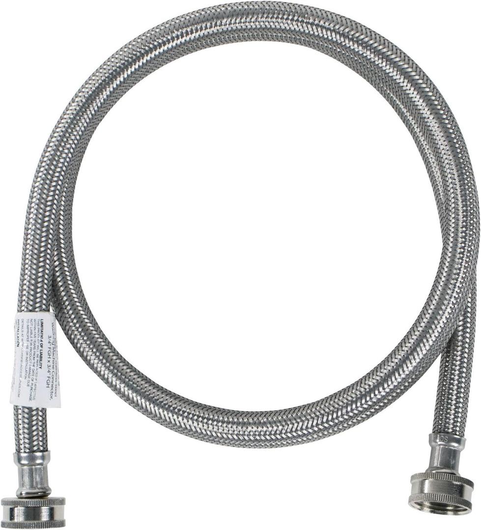 Certified Appliance Accessories Washing Machine Hose, Hot or Cold Water Supply Line, 6 Feet, PVC Core with Premium Braided Stainless Steel