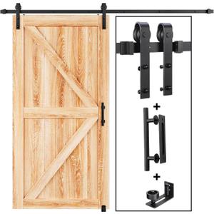 8 FT Sliding Barn Door Track and Handle Hardware Kit,Basic J Pulley,Slide Smoothly Quietly,Easy Install (8FT Track Kit for 40"~48" Wide Single Door)
