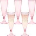 Hedume 70 Pack Pink Champagne Flutes, 5oz Disposable Plastic Wine Glasses, 2-Piece Disposable Champagne Glasses for Celebration, Wedding, Party, Valentine's Day, Mother's Day