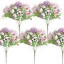 5 Pcs Simulation Rose Flowers Combination Bouquets for Home Party Office Wedding Meeting Table Decoration, High-end Lifelike Artificial Hydrangea Flowers Decor Pack[Rose-Lighte Purple]