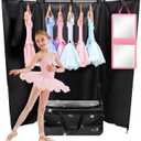 Dance Bag with Garment Rack and Curtain, 23" Rolling Dance Competition Duffle Bag with Garment Rack | Portable Dance Changing Room Suitcase for Dancers Athlete Livestreamer Cheerleaders
