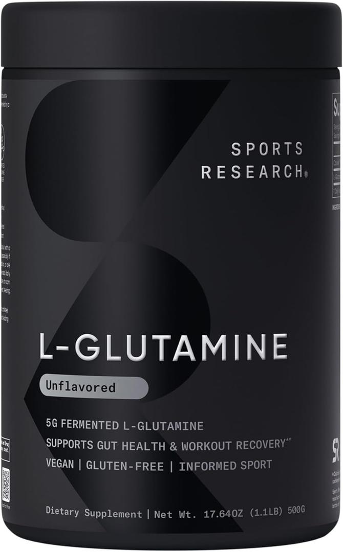 Sports Research L-Glutamine - Workout Recovery, Immune Health & Gut Health Support - 5 G Per Serving - 17.64 Oz