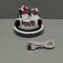 Christmas Village Decoration with Spinning Train & Snowman, Musical Collectible Buildings, 8 Songs, LED Lights, Timer Function, and Dual Power Options (USB or Battery) - Perfect Holiday Decor & Gift