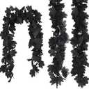 3 PCS Black Garland Halloween Maple Floral Garlands Fall Hanging Artificial Black Maple Leaf Vine for Halloween Thanksgiving Home Party Deco (6.56Ft)