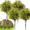 Giegxin 2 Pack 23.6'' Artificial Boxwood Topiary Ball Tree with Orange Fruit, Outdoor Faux Shrubs with Ground Spike No Maintenance Fake Bushes for Home Front Door Porch Fall Winter Garden Yard Decor