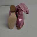 GOSERCE Cowboy Boots for Women - Metallic Mid Calf Cowgirl Boots with Embroidery Sparkly Western Wide Calf Short Boots Fashion Pull on Pointy Toe Chunky Stacked Heel 2.5" (8, A-pink)