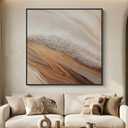 Extra Large Framed Neutral Abstract Wall Art for Living Room, Oversized Square Modern Canvas Prints Paintings, Beige and Earth Tone Pictures for Hallway Dining Bedroom Office Wall Decor 40x40 In