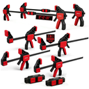 4-Piece 12 Inch Bar Clamps for Woodworking with 2-Piece Clamp Connector, 12" Quick-Release Wood Clamps with 150 LBS Load Limit, Trigger Clamp Set, One-Handed Clamps/Spreader for Woodworking(6 Pack)