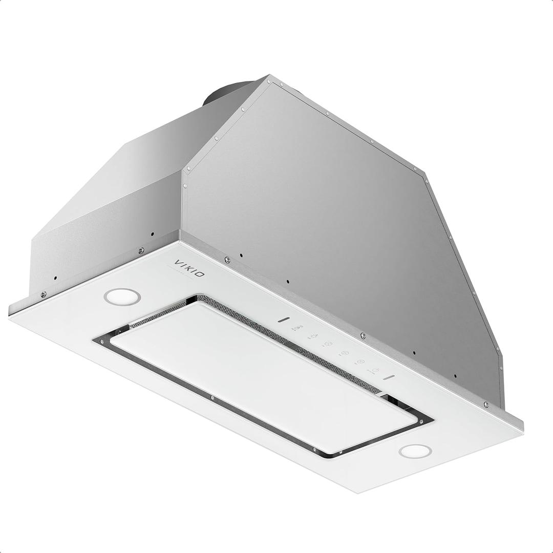 Range Hood Insert 30 Inch - Built-in 900 CFM Ducted/Ductless Range Hood with 3 Speed Fan, White Stainless Steel & Tempered Glass with Gesture Sensing &Touch Control for Over Kitchen Stove