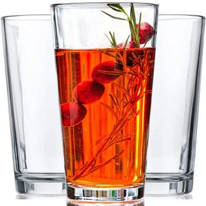 Drinking Glasses - Set of 9-16oz. Margarita Glass Cups - Dishwasher Safe Cocktail Clear Heavy Base Tall Beer Glasses, Water Glasses, Bar Glass, Wine, Juice, Iced Tea