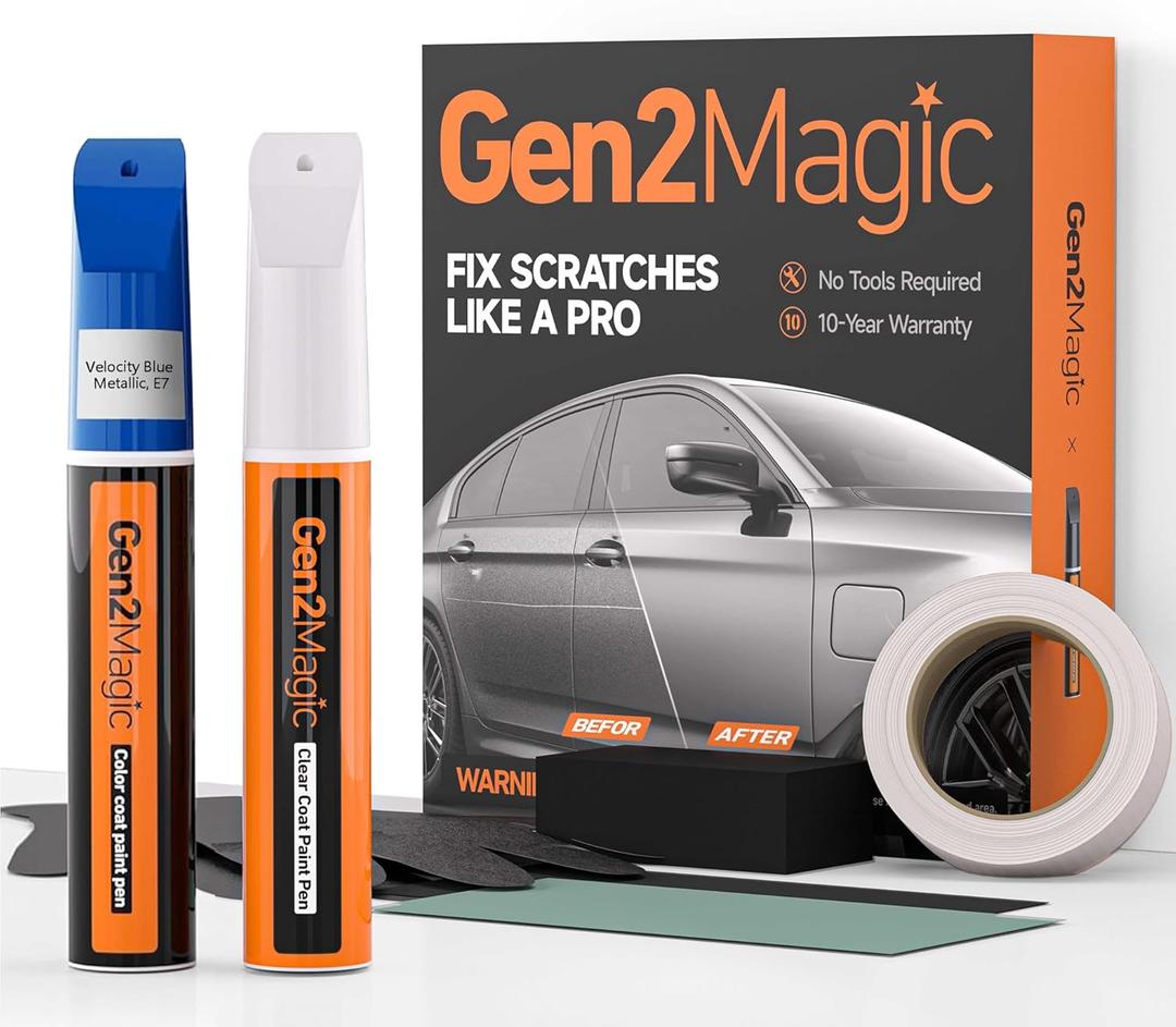 Velocity Blue Metallic Touch Up Paint Pen Kit for Ford [Clear Coat Included], E7 Color Match for Scratches, Rock Chips, Bumper Dings, Easy Scratch Repair & Rust Remover for Ford Owners