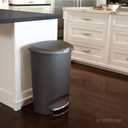 simplehuman 50 Liter / 13 Gallon Semi-Round Kitchen Step Trash Can with Secure Slide Lock, Grey Plastic