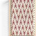 Red Lobster Baby Crib Sheets for Boy Girl 52"x28" Nautical Marine Animal Soft Snug Fitted Crib Mattress Cover Neutral Sea Beach Summer Nursery Baby Sheet for Standard Crib and Toddler Mattress (One size)