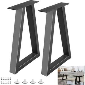 18 Metal Table Legs, Trapezoid Bench Legs, Heavy Duty Metal Desk Chair Dining & Coffee Table Feets, DIY Furniture Feets (H18 x W12.3) (Black)