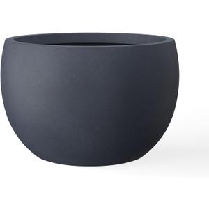 Kante 11.8" Dia Round Concrete Planter, Outdoor/Indoor Large Bowl Plant Pots with Drainage Hole and Rubber Plug for Garden Patio Balcony Home, Charcoal