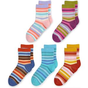 Girls Seamless Socks Rainbow Stripes Cotton Socks Kids Casual Athletic Socks For School