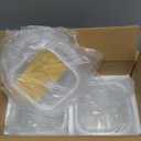 Soup Containers with Lids Glass 32 oz, 4 Cup Borosilicate Glass Food Storage Containers, Microwave & Freezer Safe Jars, Small Square Meal Prep Bowl for Salad, Fruit, Lunch, Ice Cream, Travel, 4 Pack (Transparent)